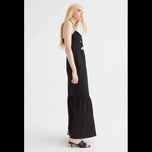 H&M Long Black Cut Out Dress - Picture 3 of 6